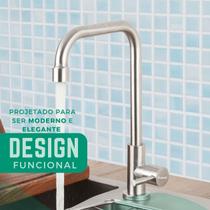 Torneira Bancada Pia Alta Pescoço Longo Cozinha Banheiro Lavabo Estilo Industrial Moderna Gourmet - Franci