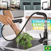 Torneira Bancada Pia Cozinha Mangueira Retrátil Gourmet Misturador Água Quente Fria Moderna