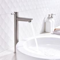 Torneira Bancada Pia Cuba Alta Aço Inox Escovado Fosca Lavabo Banheiro Cozinha Moderna Água Fria