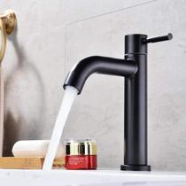 Torneira Bancada Preto Fosco Banheiro Lavabo Lavatório Água Fria Aço Inox 304 Resistente Gourmet