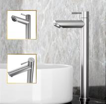 Torneira Banheiro Alta Lavabo Madrid Bica Aço Inox 304 GoldenX