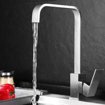 Torneira Banheiro Bica Alta Slim Quadrada Inox Cuba de Embutir