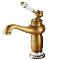 Torneira Banheiro Bronze Porcelana Baixa Monocomando Vintage Torneira Banheiro Bronze Porcelana Baixa Monocomando Vintage