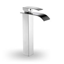 Torneira Banheiro Cascata Alta Misturador Monocomando, Lavabo, Premium, Luxo, Metal, Aço Inox, Cromada, Cuba, Pia, Alto Padrão - TKLA