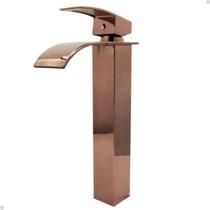 Torneira banheiro cascata misturador monocomando bica alta rose gold - M&A
