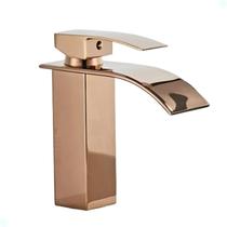 Torneira banheiro cascata misturador monocomando lavabo bica baixa rose gold