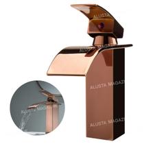 Torneira Banheiro Cascata Monocomando Baixa Rose Gold Cobre - Alusta