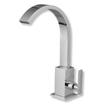 Torneira Banheiro Cromada Cascata Slim de Pia Bica Móvel 1/4 de Volta