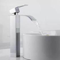 Torneira Banheiro Cuba Alta Cascata Inox Bancada Metal Acabamento Brilhante Torneira Banheiro Cuba Alta Cascata Inox Bancada Metal Acabamento Brilhante