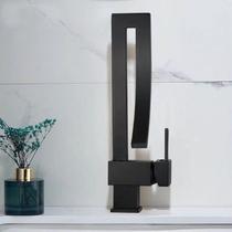 Torneira banheiro curva alta - preta -mg4