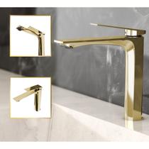 Torneira Banheiro Dourada Baixa Atenas 100 Metal Premium Quente e Frio