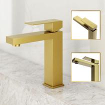 Torneira Banheiro Dourada Luxo Viena Monocomando Aço Inox 304 GoldenX