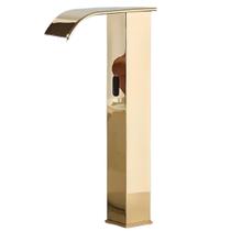Torneira Banheiro Dourada Sensor Automática Alta Curva Luxo Moderna Cascata Gold Ouro Brilhante Cuba Lavatório Lavabo Metal 304 Inoxidável