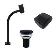 Torneira Banheiro Kit Acabamento Black Válvulas Lav. e Desc.