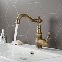 Torneira Banheiro Lavabo Cozinha Bancada Latão Altura Média Giro 360º Cor Bronze Estilo Provençal Antigo Gourmet Torneira Banheiro Lavabo Cozinha Bancada Latão Altura Média Giro 360º Cor Bronze Estilo Provençal Antigo Gourmet