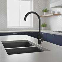 Torneira Banheiro Lavabo Cozinha Industrial Gourmet Pescoço Curvado Preta Fosca Ambiente Rústico Torneira Banheiro Lavabo Cozinha Industrial Gourmet Pescoço Curvado Preta Fosca Ambiente Rústico