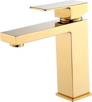 Torneira Banheiro Lavabo Luxo Metal Dourada Fosca Bica Baixa