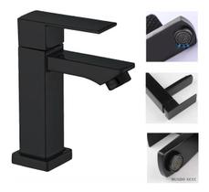 Torneira Banheiro Lavabo Luxo Metal Preta Bica Baixa 1/4 Volta