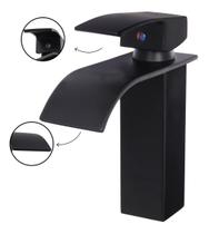 Torneira Banheiro Lavabo Monocomando Quadrada Cascata Black