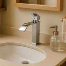 Torneira Banheiro Lavabo Monocomando Quadrada Cascata Luxo Torneira Banheiro Lavabo Monocomando Quadrada Cascata Luxo