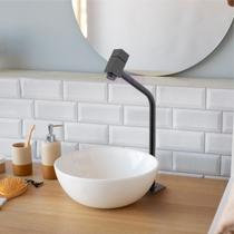 Torneira Banheiro Link Alta Quadrada Cano Redondo Black Preto Fosco 1062