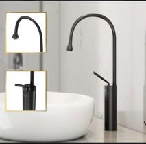 Torneira Banheiro Luxo Monocomando Capri Gota Aço Inox preta