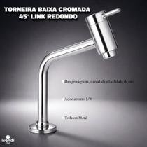 Torneira Banheiro Metal Lavatório Bica Baixa Cor Cromada 45 Link Redondo Modelo Premium Torneira Banheiro Metal Lavatório Bica Baixa Cor Cromada 45 Link Redondo Modelo Premium