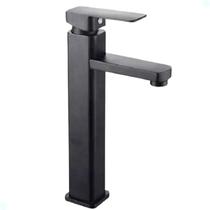 Torneira banheiro misturador monocomando lavabo quadrada bica alta preto black fosco