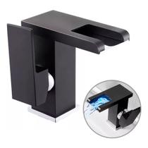 Torneira Banheiro Misturador Monocomando Led Preto 9901h