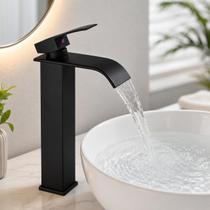 Torneira Banheiro Monocomando Cascata Bica Alta Aço Inox 304 Preto Fosco, Torneira Cascata ,torneira Banheiro Luxo,torneira Banheiro Alta