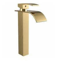 Torneira Banheiro Monocomando Cascata Bica Alta Dourada - DeckCasa Torneira Banheiro Monocomando Cascata Bica Alta Dourada - DeckCasa