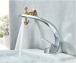 Torneira Banheiro Monocomando Design Sofisticado Prata Cromo