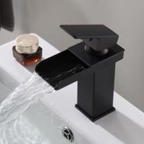 Torneira Banheiro Monocomando Lavatório Cascata Preto Fosco Baixa Black Torneira Banheiro Monocomando Lavatório Cascata Preto Fosco Baixa Black