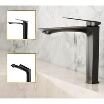 Torneira Banheiro Preta Baixa Atenas 100% metal Premium Quente e Frio