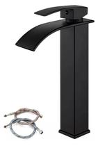Torneira Banheiro Preta Lavabo Cascata Monocomando Bica Alta Acabamento Fosco Cor Preto Torneira Banheiro Preta Lavabo Cascata Monocomando Bica Alta Acabamento Fosco Cor Preto