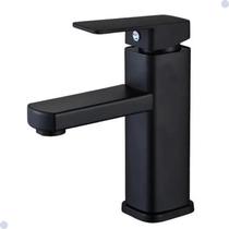 Torneira banheiro quadrada misturador monocomando lavabo bica baixa black preto