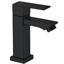 Torneira Banheiro Quadrada Preto Fosco Baixa Metal 1/4 Volta