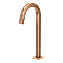 Torneira Banheiro Quadrada Rose Gold Pratica Clean Alta