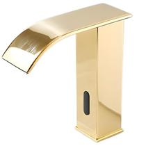 Torneira Banheiro Sensor Inteligente Exclusive Baixa Gold Quente e Frio Dourada Brilhante Cascata Curva Moderna Automática Lavabo Inox