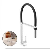 Torneira Bica Alta DOC Docol para Cozinha de Mesa Com Tubo Flexível em Silicone Preto Cromado Design Moderno Alta Durabilidade e Qualiade 90007389057 Torneira Bica Alta DOC Docol para Cozinha de Mesa Com Tubo Flexível em Silicone Preto Cromado Design Moderno Alta Durabilidade e Qualiade 90007389057