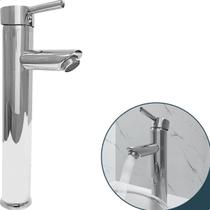 Torneira Bica Alta Pia Banheiro Inox 304 Cromado Monocomando Misturador Bancada Lavatorio Luxo Cuba De Sobrepor Lavabo Agua Quente Fria Mesa