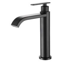 Torneira Bica Baixa Preta Fosca Para Banheiro Corpo Em Metal Acionamento 1/4 Volta Instalação De Mesa