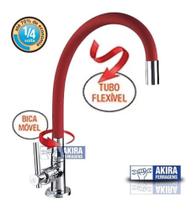 Torneira carneiro bica móvel bancada 1/4 volta flex color