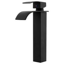 Torneira Cascata Alta Com Misturador Monocomando Preta De Bancada Belcca Tca01p-bl