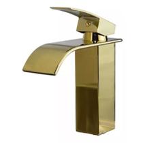 Torneira Cascata Baixa Banheiro Cuba Monocomando Dourado