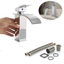 Torneira Cascata Bancada Aço Inox Bica Alta 1 Furo Cromada ou Preta Fosca Rosca 30mm Flexíveis Borrachas de vedação Torneira Cascata Bancada Aço Inox Bica Alta 1 Furo Cromada ou Preta Fosca Rosca 30mm Flexíveis Borrachas de vedação