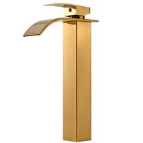 Torneira Cascata Banheiro Bica Alta Monocomando Dourada