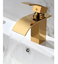 Torneira Cascata Banheiro Monocomando Misturado Pia Baixa Luxo 103-04 Dourado Luuk Young