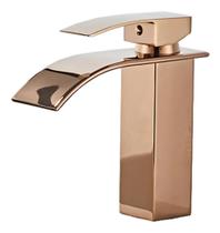 Torneira Cascata Monocomando Banheiro Lavabo Rose Gold Luxo - deckcasa