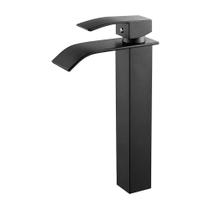 Torneira Cascata Monocomando Bica Alta Aço Inox Preto